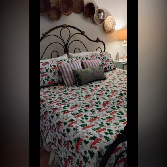 Martha Stewart King Reversible Christmas Truck Quilt w/tote+ shams NEW - Picture 8 of 9